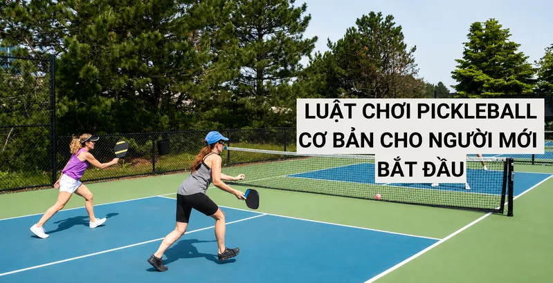 Luật chơi pickleball dành cho người mới xoay quanh cách giao bóng, quy tắc hai lần nảy và khu vực cấm vô-lê Kitchen