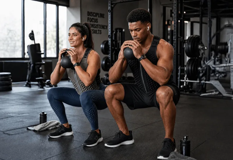 Tập Goblet squat với tạ đơn đúng kỹ thuật giúp phát triển cơ đùi trước và cơ mông hiệu quả.